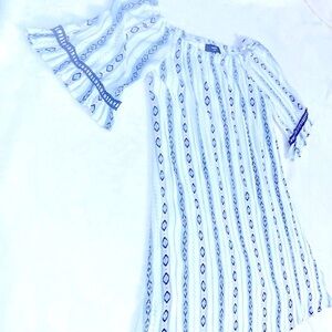 NAIF blue & white striped beachy dress PXL boho hippie